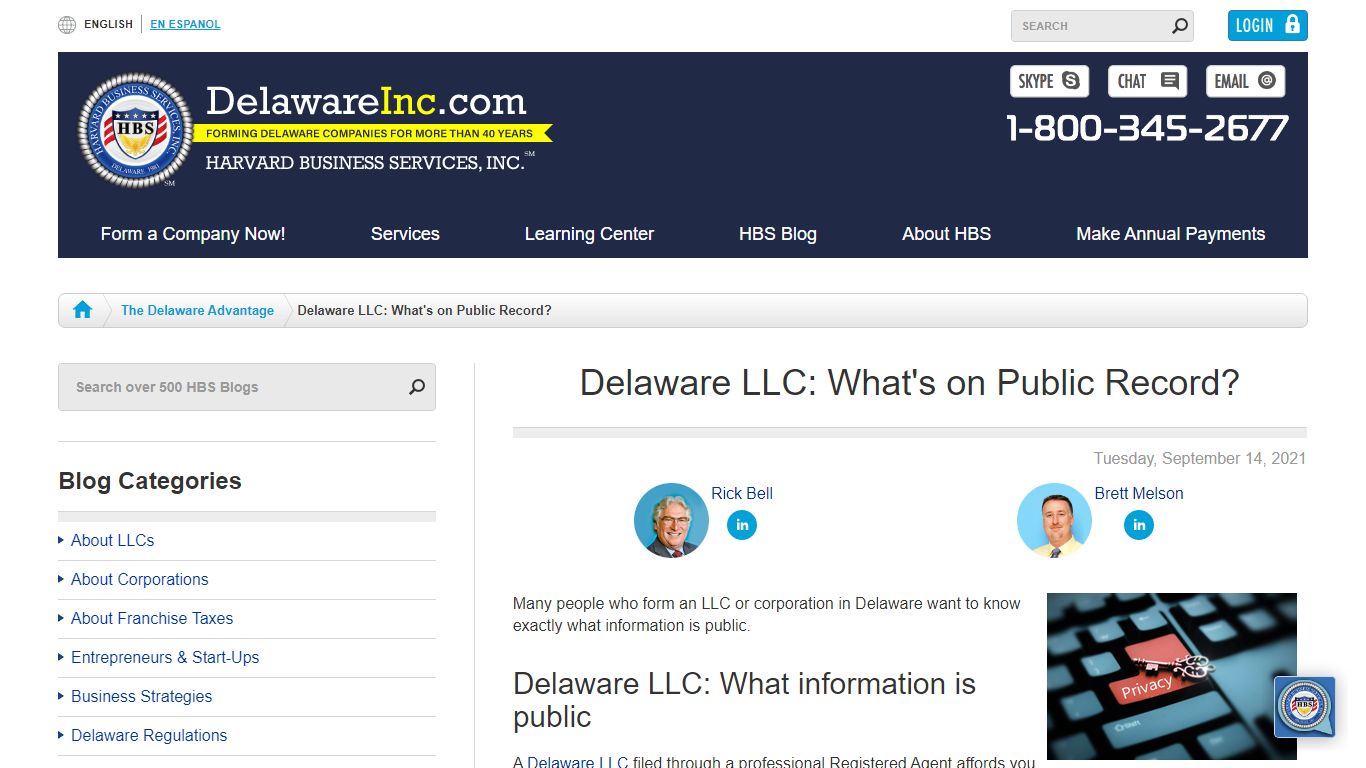 Delaware LLC: What's on Public Record? - The HBS Blog